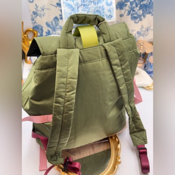 🆕 GANNI 🧿 NWT Recycled Tech Backpack, Kalamata Green & Purple/Pink - Picture 5 of 11
